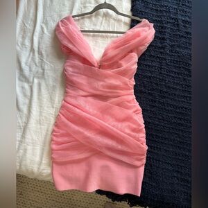 Petite Bandage Mesh Bardot Mini Dress